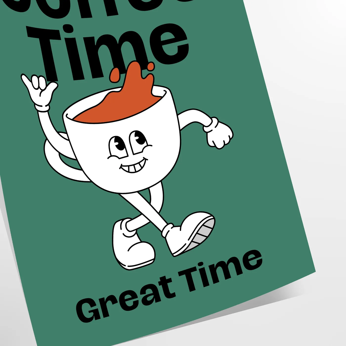 kitchen Coffee Time poster green blue hues lovers vibrant wall art ideal gift variety sizes A4 cm A0 space charming artwork