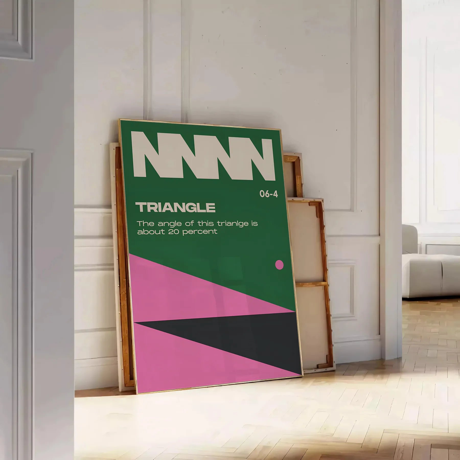 space Triangle Modern Art Poster brown green hues contemporary wall touch elegance room gift own decor sizes A4 cm A0